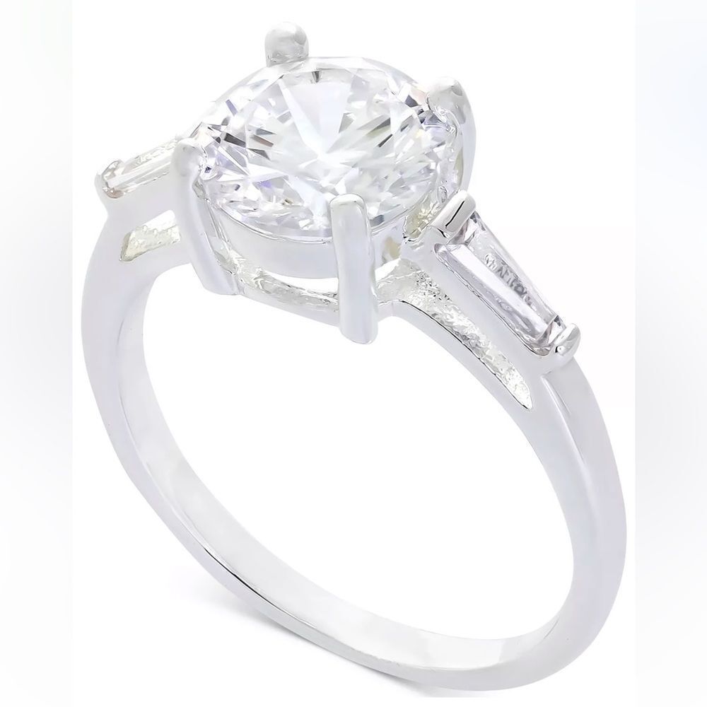 New in box CHARTER CLUB Silver-Tone Crystal Engagement Ring
